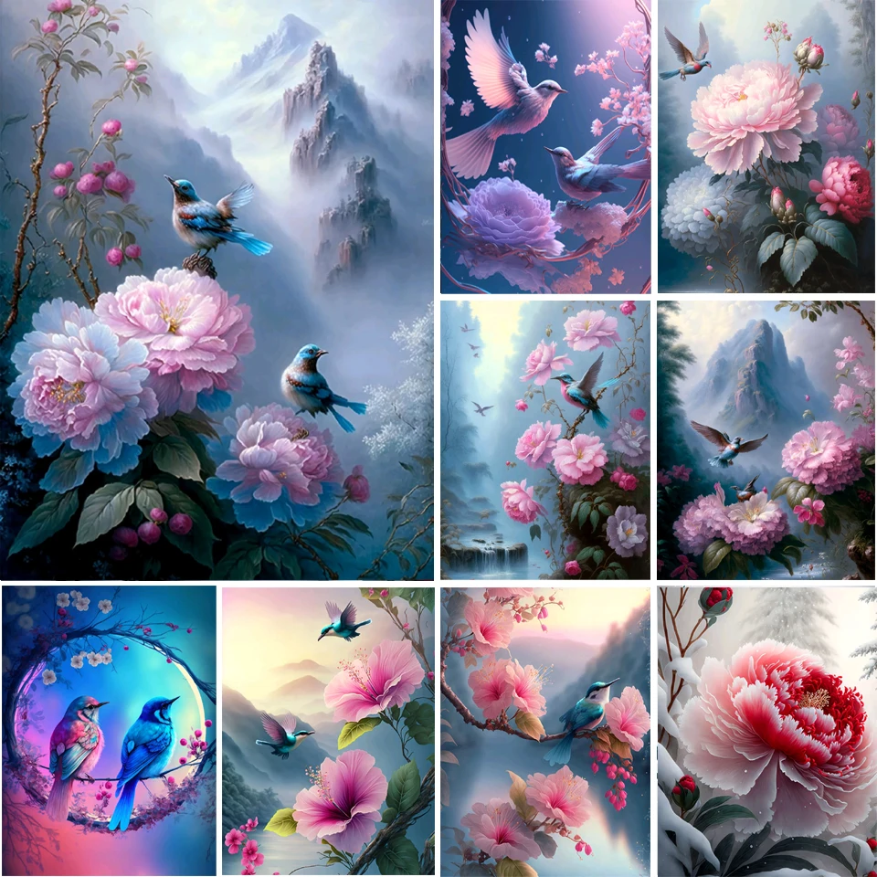 5D DIY Diamond Painting Animal Peony Bird Flower Embroidery Mosaic Pictures Full Drill Cross Stitch Kit Home Decor Birthday Gift