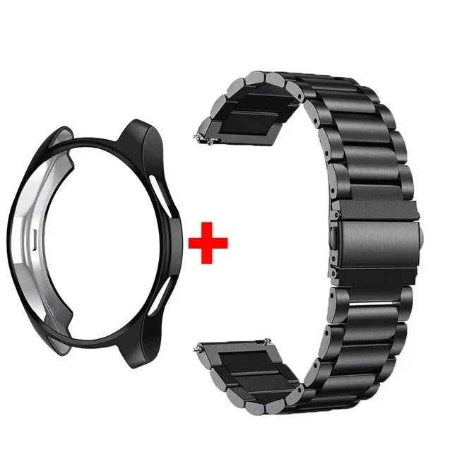 Banda e Estojo para Samsung Galaxy Watch, Pulseira de Aço Inoxidável, Correia Clássica, 6, 5, 4, 3, 5 Pro, 44mm, 40mm, 46mm, 42mm, 41 milímetros, 45 milímetros