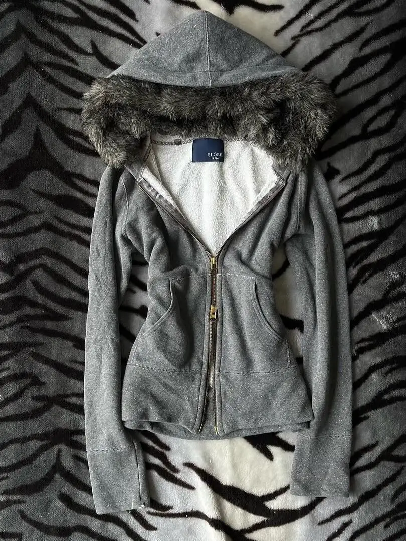 SIRI New Hip-hop Trend Zipper Hoodie Female Street Casual Loose Joker Retro Sweatshirt Y2K Unisex Fleece Padded Warm Hoodie