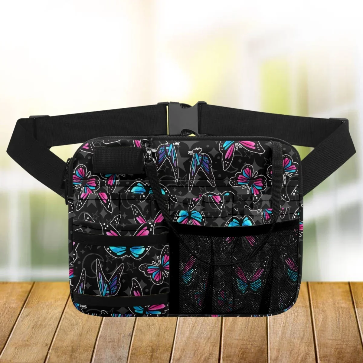 luxury-designer-colorful-butterfly-print-medical-pack-nurse-belt-organizer-waist-bag-pouch-for-nurse-accessories-utility-new