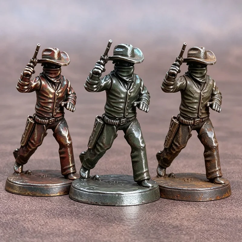 Vintage Western Outlaw Metal Miniatures White Copper Figurine Tabletop Wargaming Desktop Ornament Gift for Game Collectors
