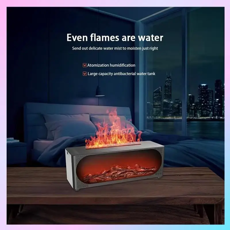 

N85R-Humidifier Simulation Flame Aromatherapy Humidifier, Home Aromatherapy Diffuser With Night Light Essential Oil Diffuser