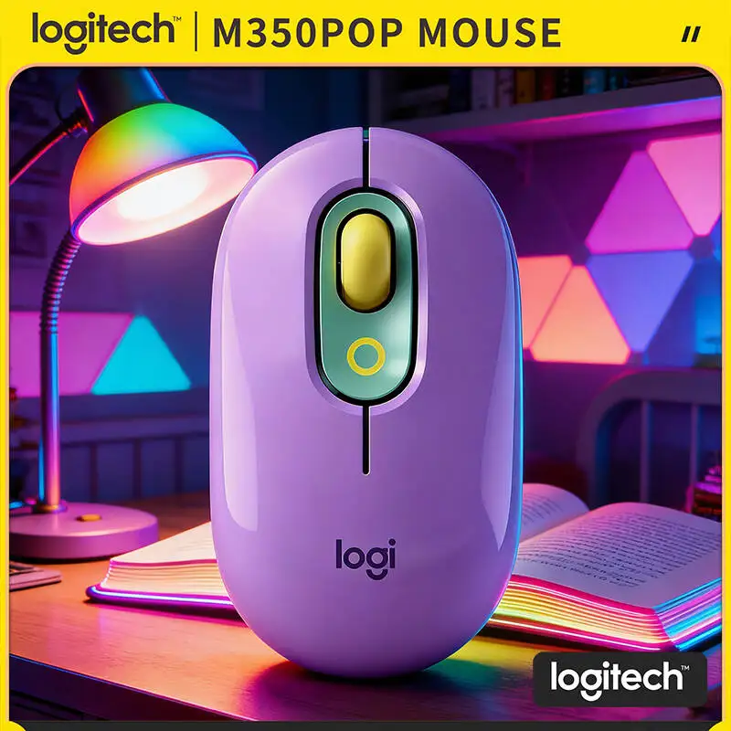 

Бесшумная мышь Logitech M350 POP с технологией Silent Touch, из переработанного пластика, Bluetooth Low Energy, для macOS, Windows, ChromeOS