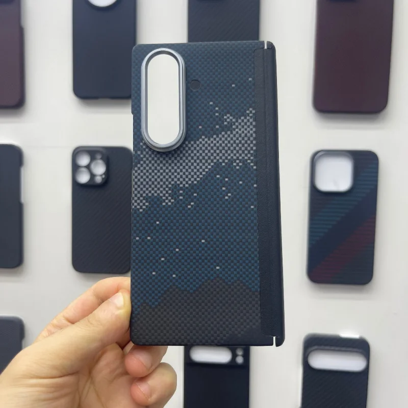 ​ Para Samsung Galaxy Z Fold 7 Funda con bisagras magnéticas - Fibra de aramida ultrafina de fibra de carbono