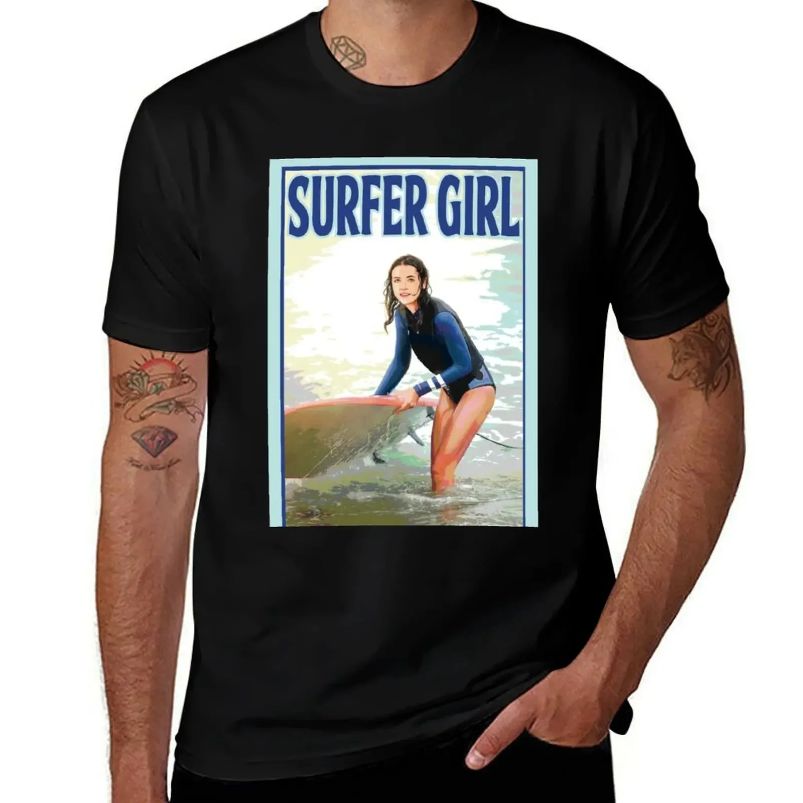 

Surfing girl T-Shirt vintage graphic tee boys animal print new gifts and t-shirts plain white t shirts men