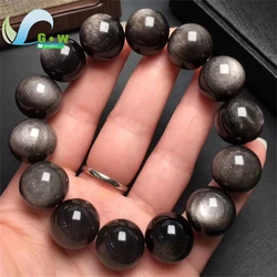 Natural Silver Obsidian Bracelet Men's and Women's Models Double Cat Eyes Silver Obsidian Gold Obsidian Lucky Amulet Hand String