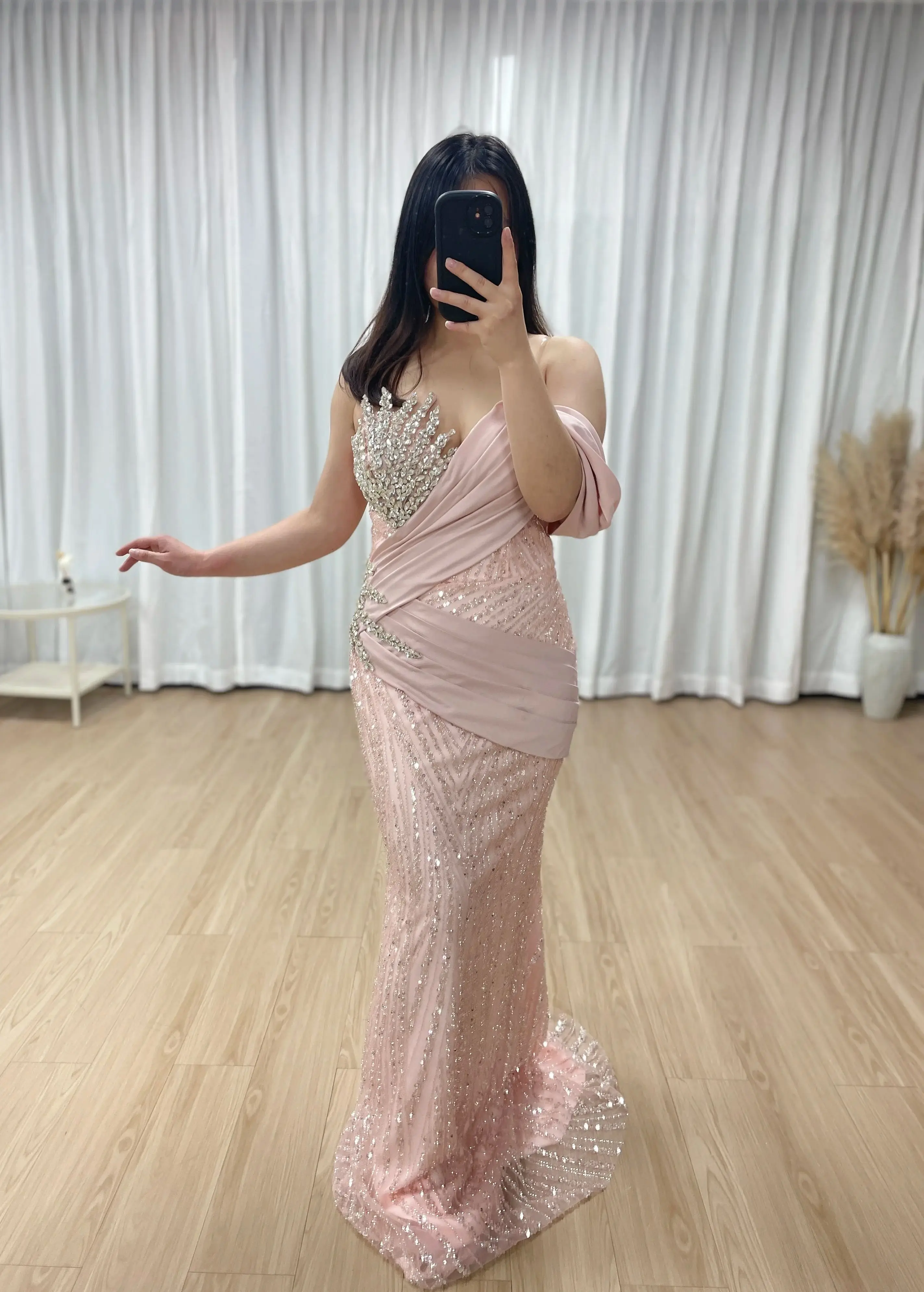 

MYMB luxury smart Purple Mermaid evening dress Arabic Off Shoulder Sheer Neck Beading Prom Dress Party Gowns Customized MY30138