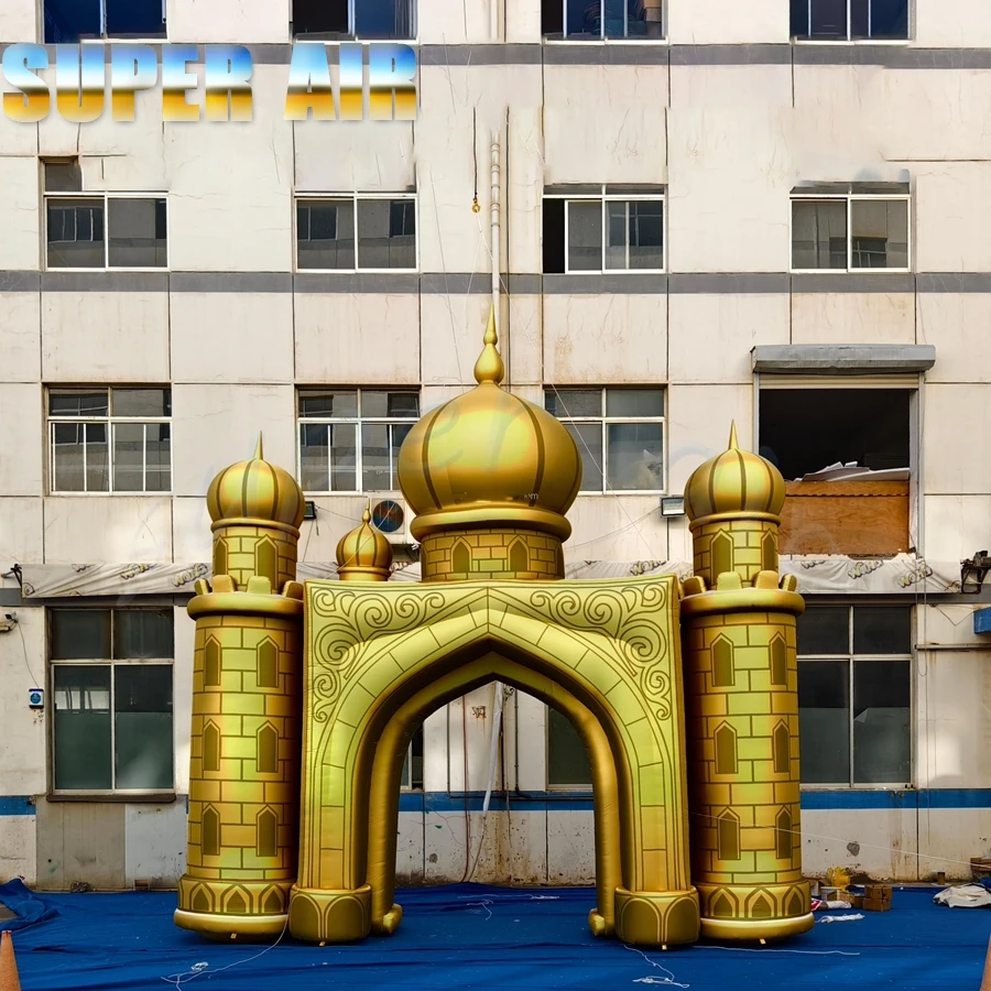 

Golden Arabian Castle Inflatable Archway, Durable PVC Entrance Gate for Ramadan, Party & Event Decoration, Customizable Size