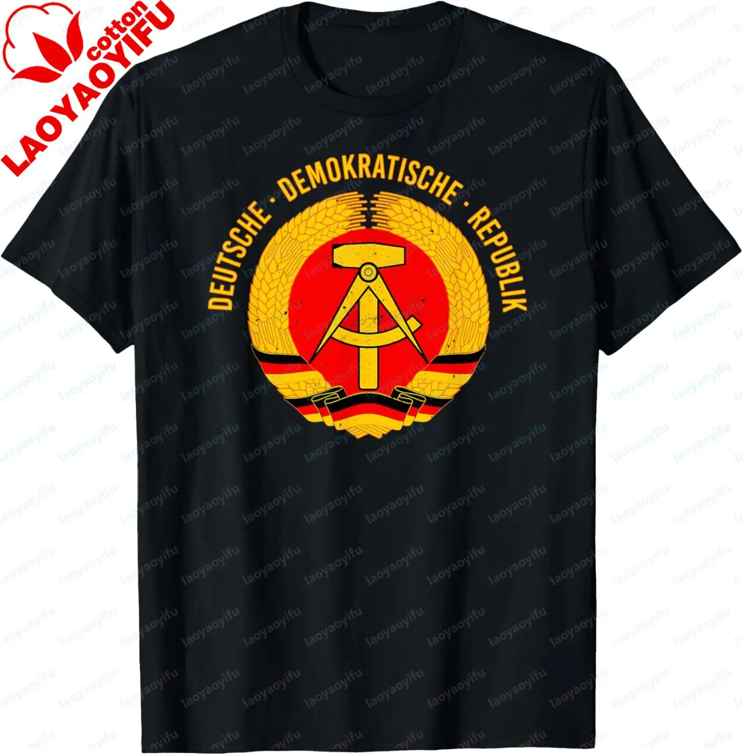 Deutsche Demokratische Republik NVA Ossi Motiv GDR State Coat of Arms I Hammer Compass Ears Wreath East Germany Cotton Tee