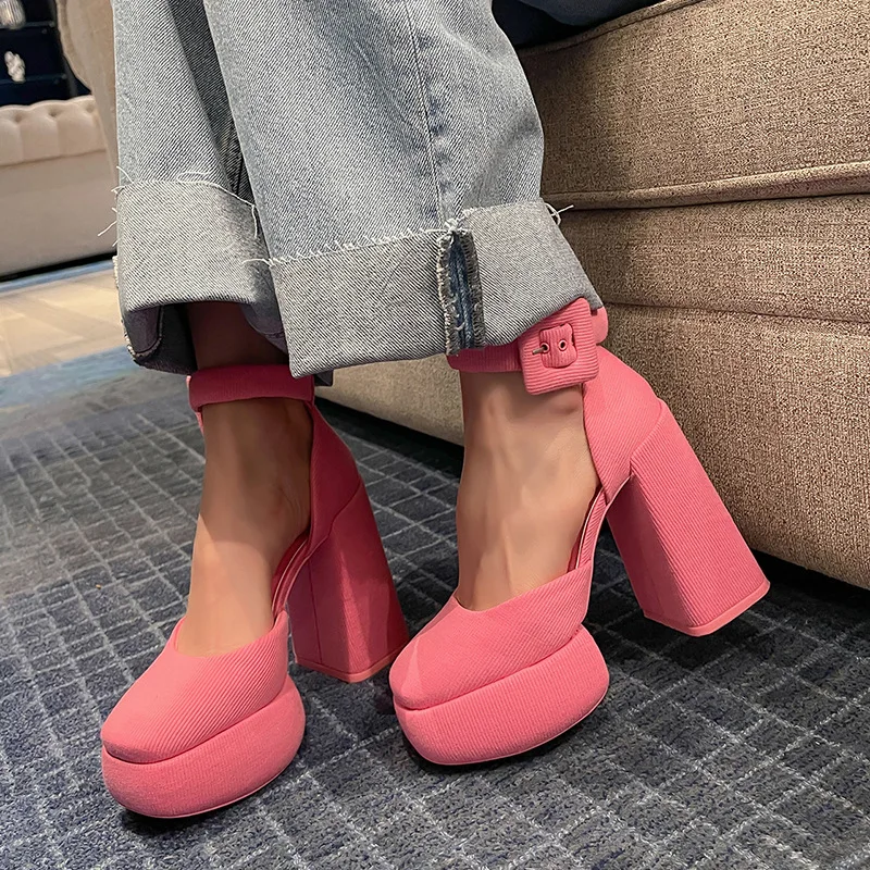 Sandals High Heel And Ankle Sexy Office 2023 Fashion Shoes Luxury Platform Womens Sandals Chunky Heel Mary Jane Shoes Hollow Toe