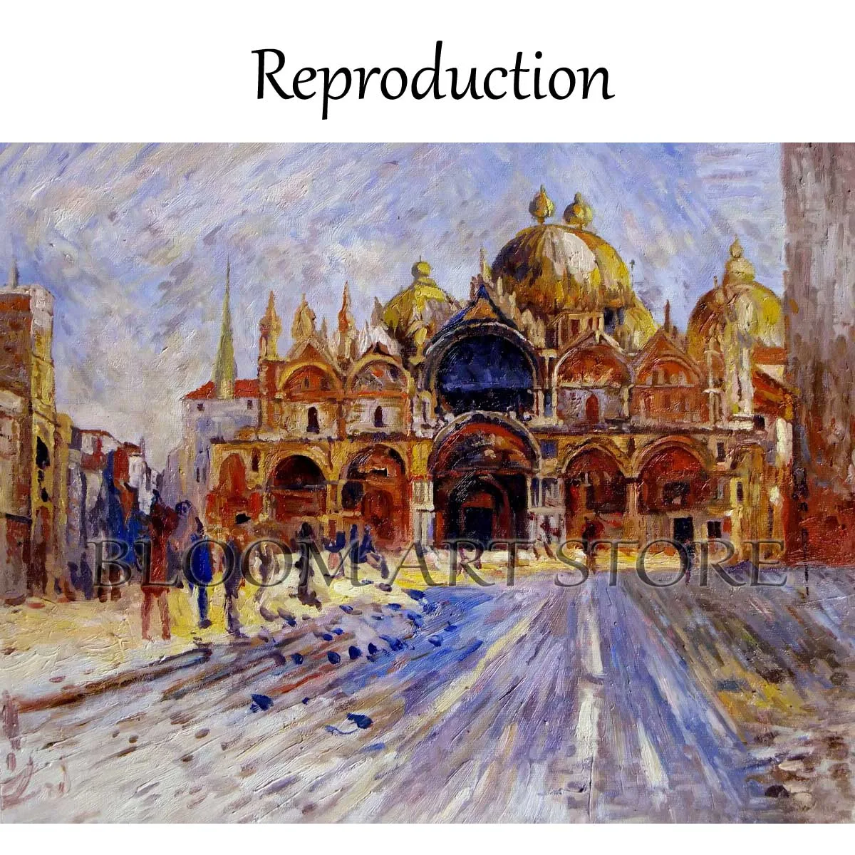 Hand painted high quality reproduction of The Piazza San Marco by Renoir  Impressionist cityscape oil painting home decoration