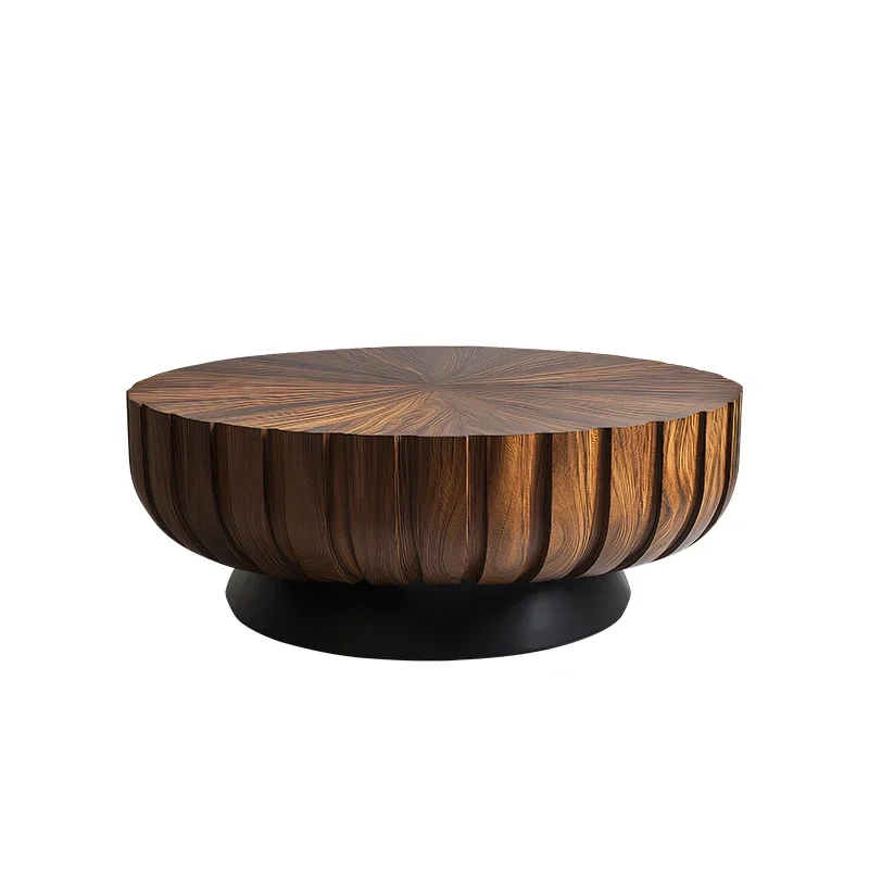 Table basse ronde en bois massif, salon moderne, art créatif, personnalité minimaliste, maison italienne, sens élevé