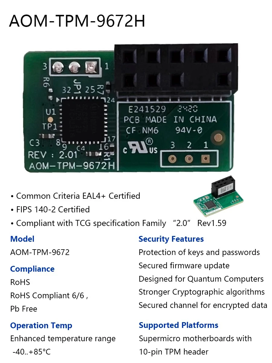 

For AOM-TPM-9672H TPM trusted platform module2.0