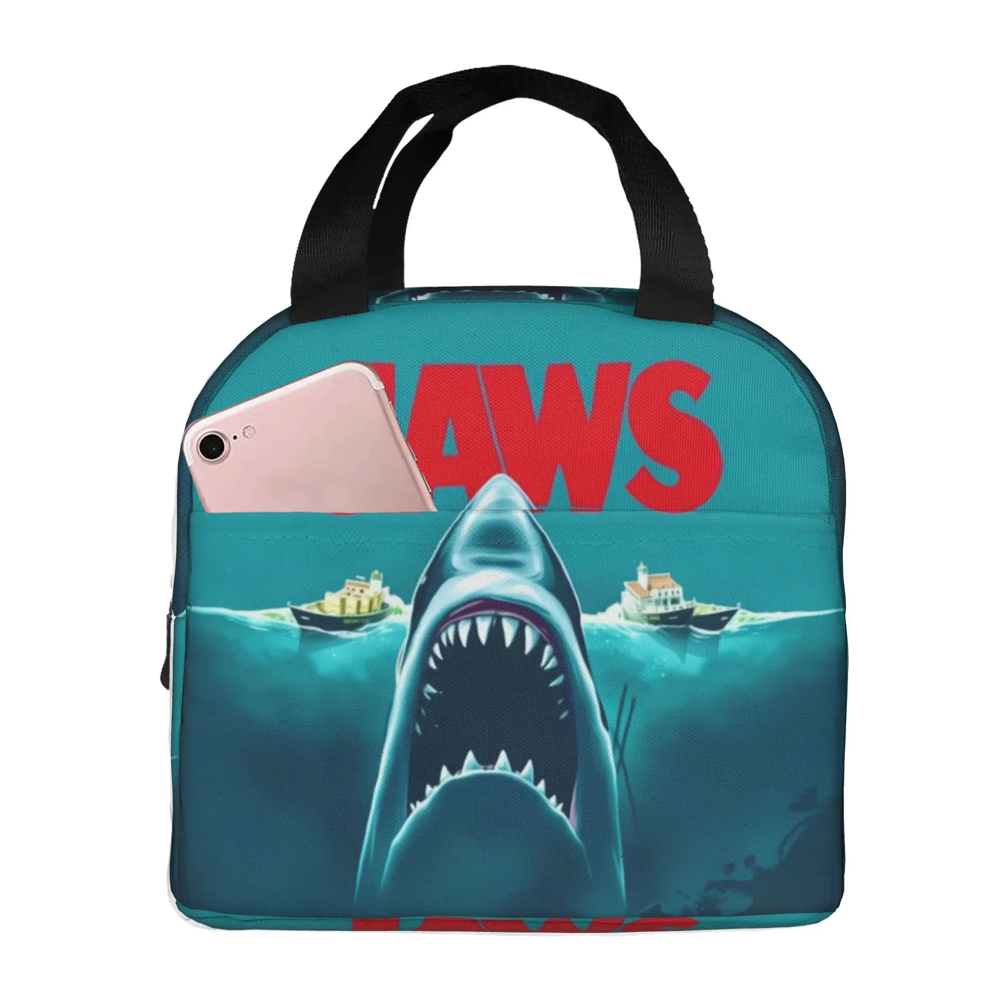 J-Jaw-Shark Insulated Lunch Bag for Women Portable Horror Amity Island Thermal Cooler Lunch Box School