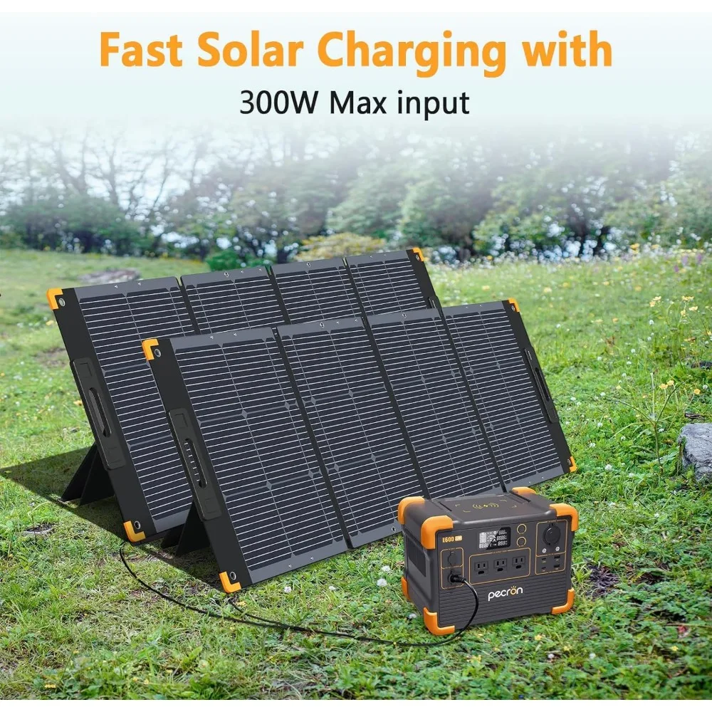 Portable Power Station E600LFP 614Wh Solar Generator Power Station with 3X1200W AC Outlets 100W USB-C PD