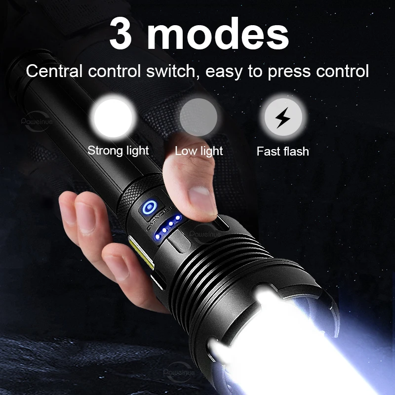 High Power Led Flashlight Ultra Bright Tactical Flashlight USB Rechargeable Zoom Torch Light Emergency Spotlight Camping Lantern