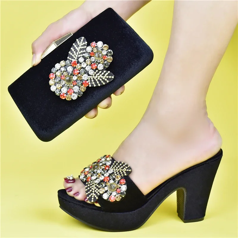 

New Arrival Shoes and Bag for Party Wedding Ladies Shoes and Sandals Decorated with Rhinestone High Heels Sexy Ladies Fashion