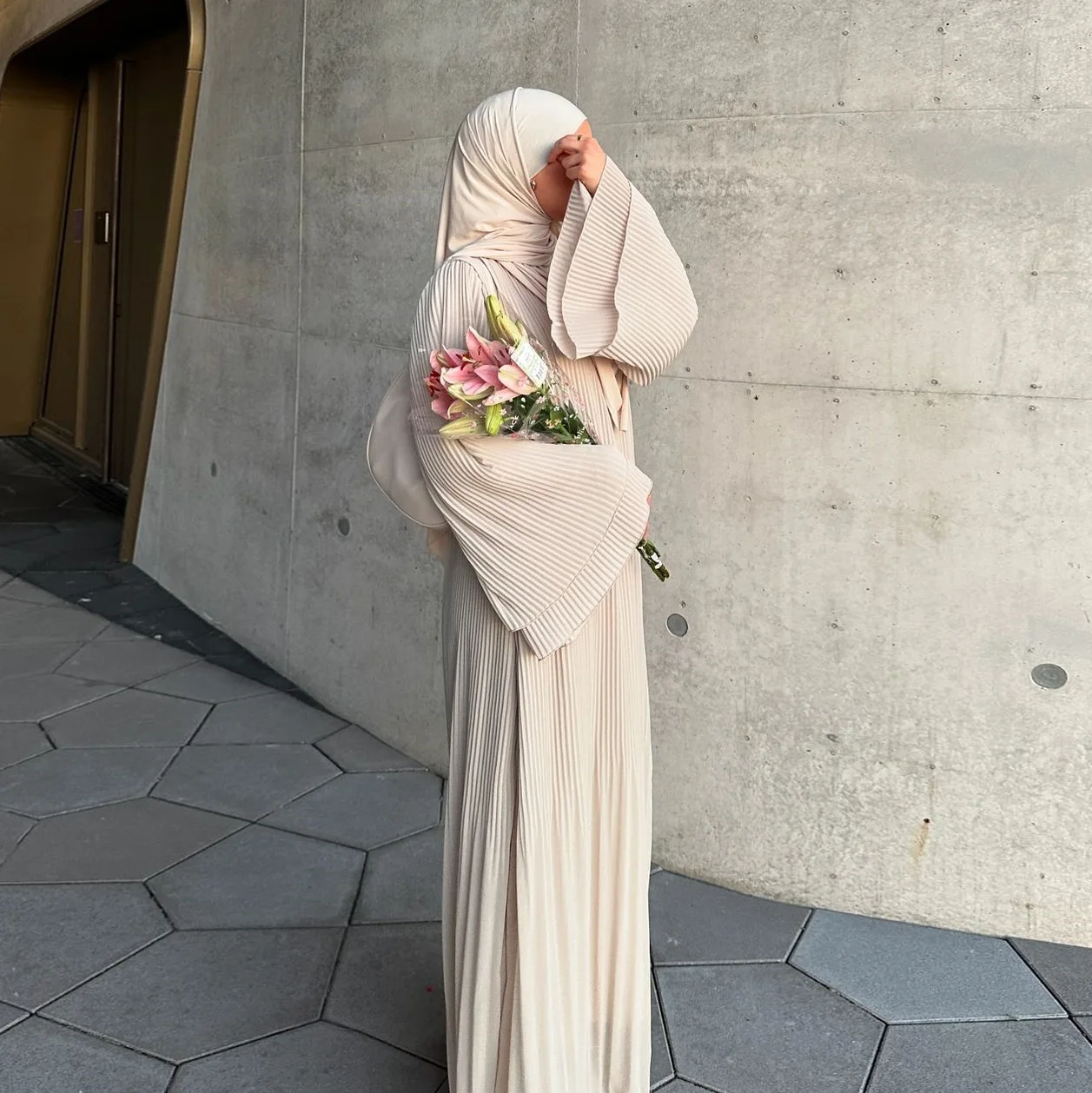 Eid Djellaba Abayas for Women Muslim Chiffon Pleated Dress Dubai Kaftan Arab Robe Turkey Caftan Marocain Femme Gown Jalabiya New