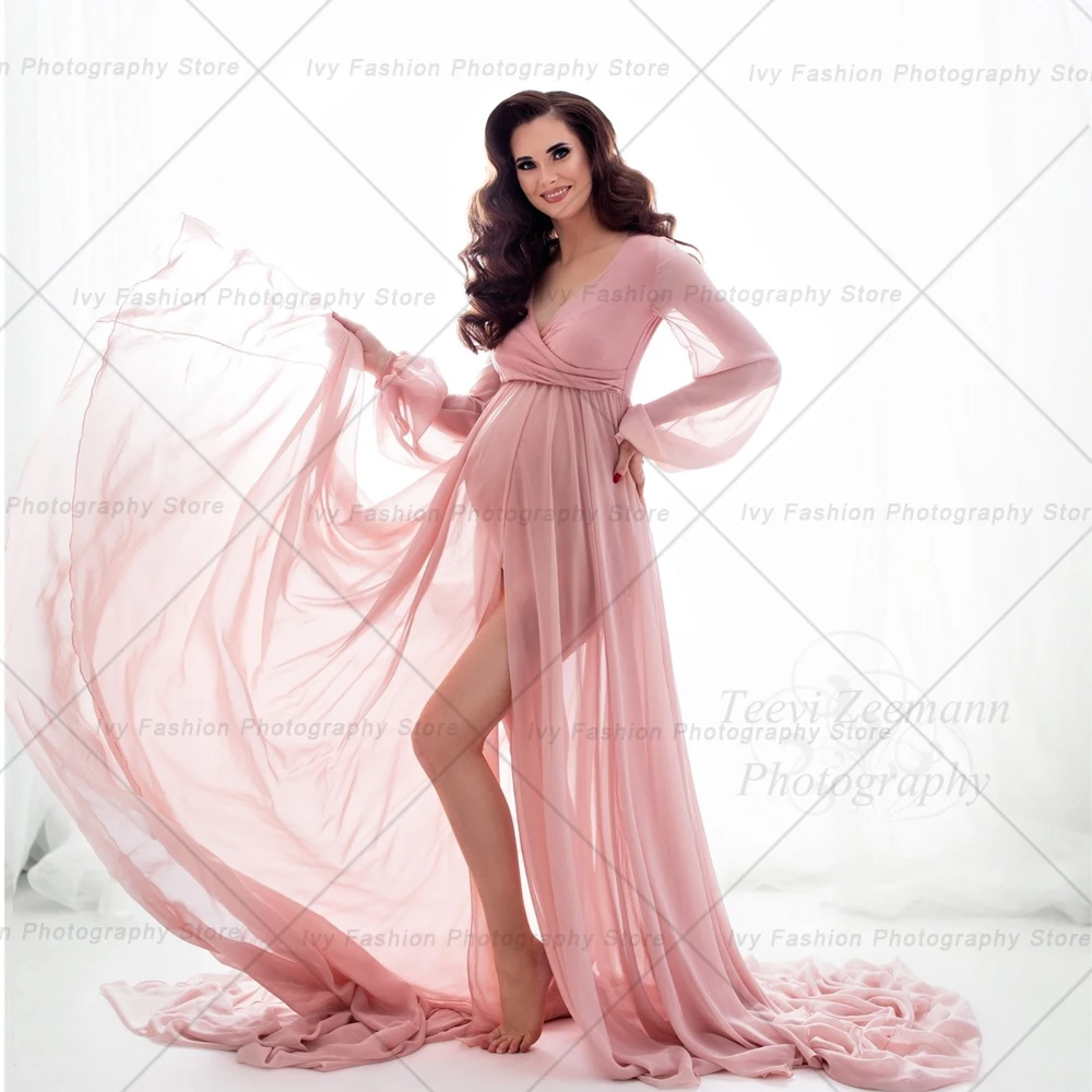 

Maternity Dress For Photoshoot Pregnancy Dresses Pink Chiffon Baby Shower Dress Pregnant Photography Dress For Women