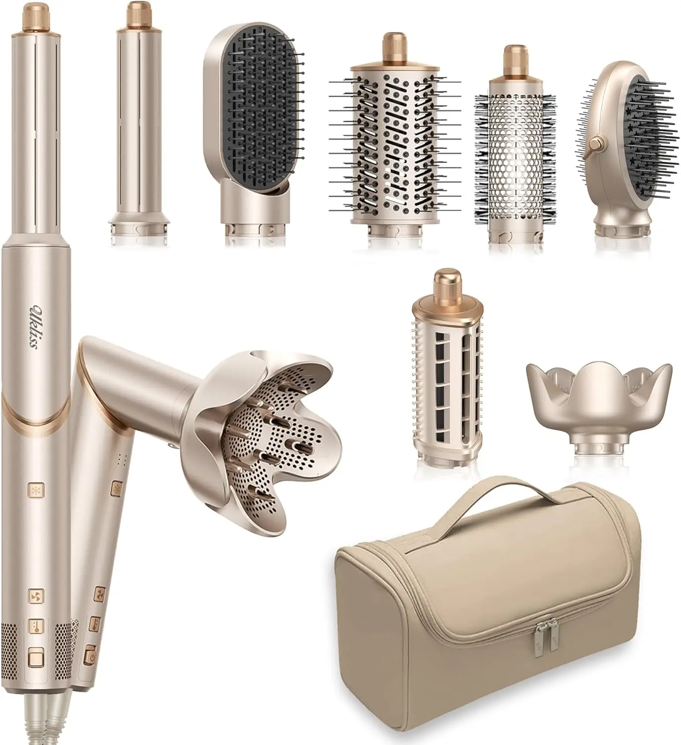 

Складной набор-щетка для укладки волос 8-в-1 с диффузором, автоматическим прибором для завивки, быстрой сушкой, завивкой и выпрямлением волос - 110 000 об/мин