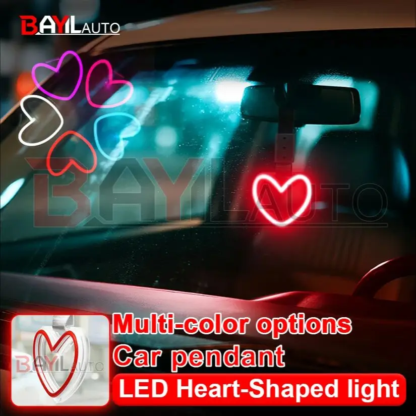 

LED Heart-Shaped Car light Train Bus Handle Hand Strap Tsurikawa Ring Heart Styling Drift Charm Strap Drift Auto Accessories