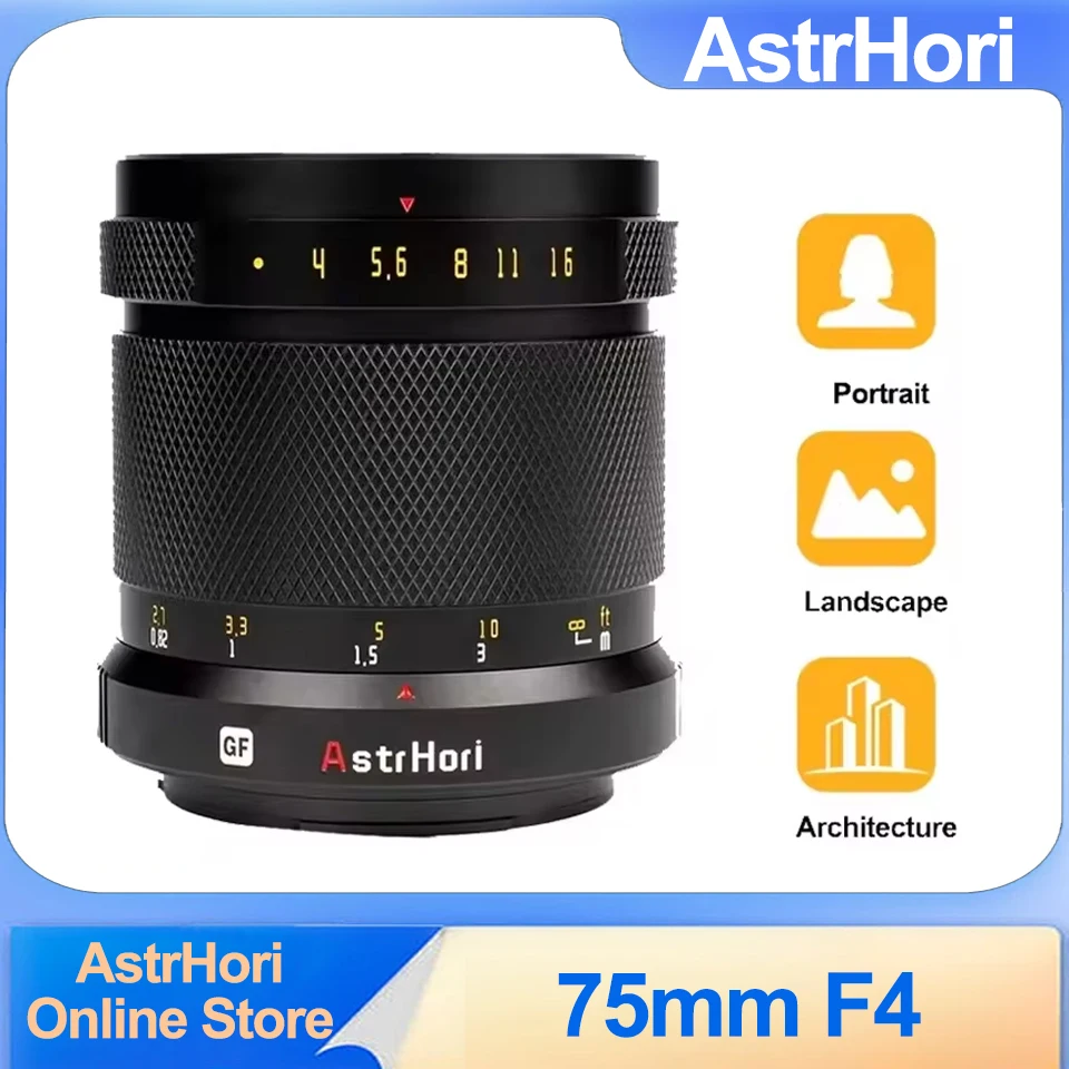 

AstrHori 75mm F4 Manual Portrait Medium Format Lens for Fuji Fujifilm GFX100 GFX100S GFX50S GFX50R Cameras