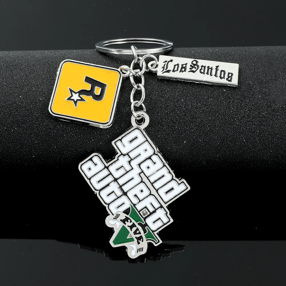 Game Grand Theft Auto 5 Keychain Men Fans Letter Key Chain Grand Theft Auto Rock Star Keying Key Buckles Car Accessories