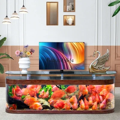 Large Floor-Standing Lazy Change Water Back Filter Fish Globe Viewing Aquarium in Fish Tank