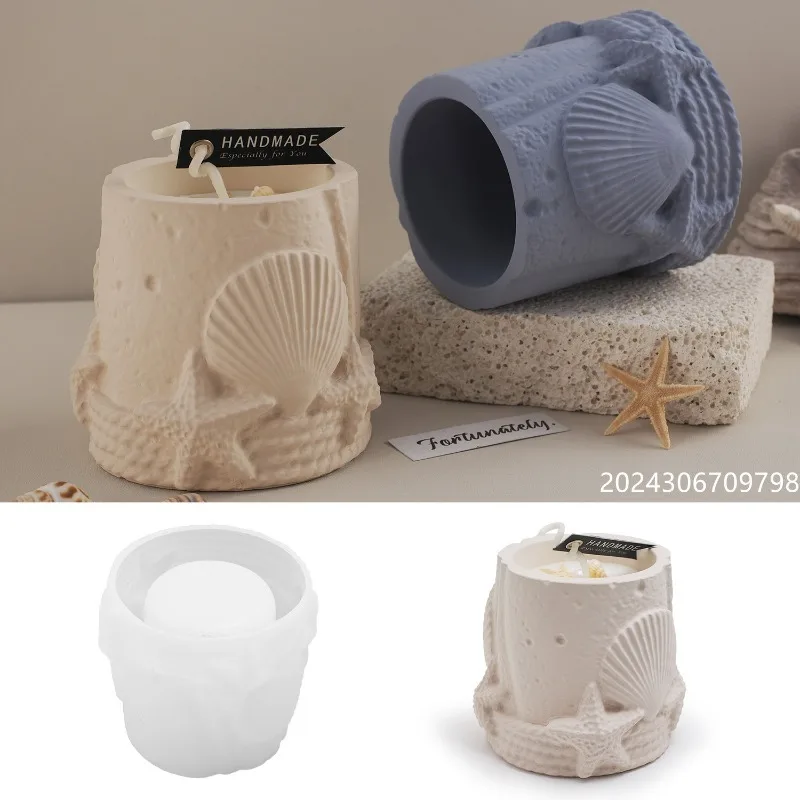 Ocean Shell ปลาดาวเทียนถ้วยแม่พิมพ์ซิลิโคน DIY ยิปซั่มน้ํามันหอมระเหยเครื่องประดับ Jar ตกแต่งเครื่องประดับเรซินแม่พิมพ์หัตถกรรม