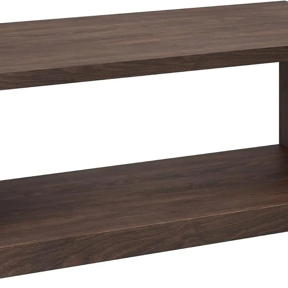 Alder Brown 48 Rectangular Coffee Table with Open Shelf for Living/Family Rooms & Offices