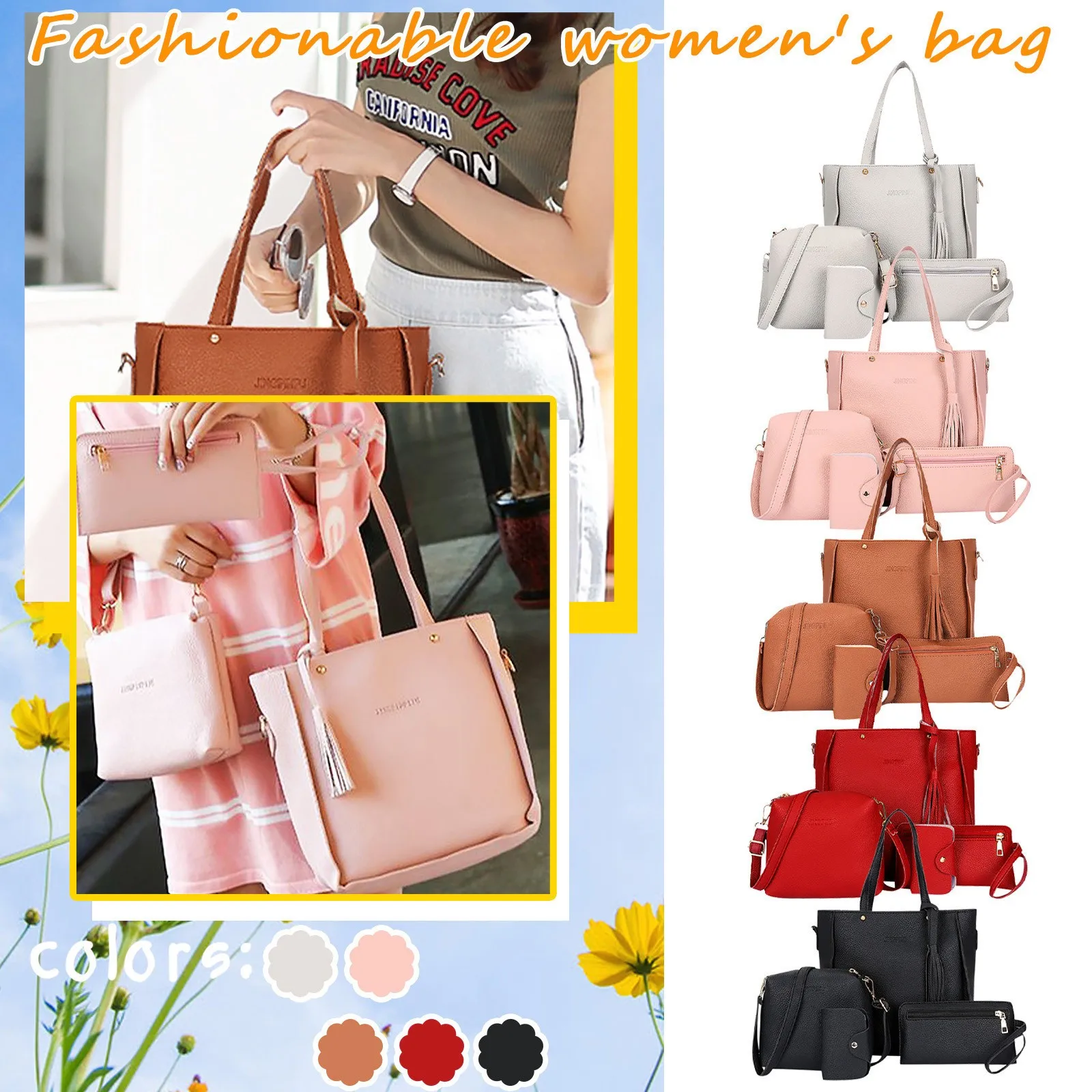 Borsa donna 2021 nuova moda borsa a tracolla in quattro pezzi borsa a tracolla portafoglio borsa Carteras Bolsas Para Mujer 2024 borse di lusso
