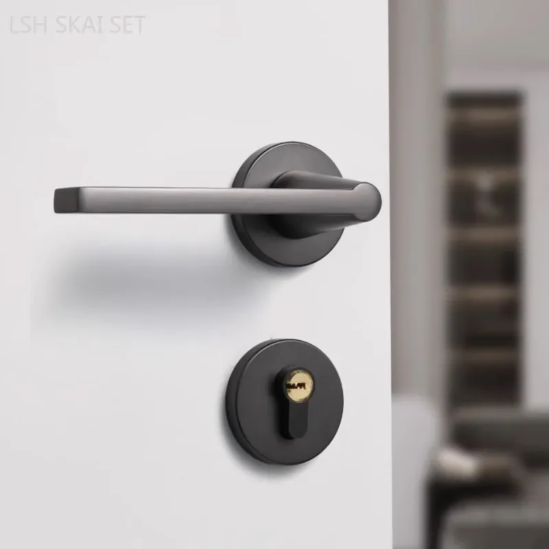 Cerraduras modernas de aleación de Zinc para puerta de dormitorio, cerradura de seguridad silenciosa para interiores, manija de puerta de doble cara, juego de cuerpo de cerradura, Hardware con llave