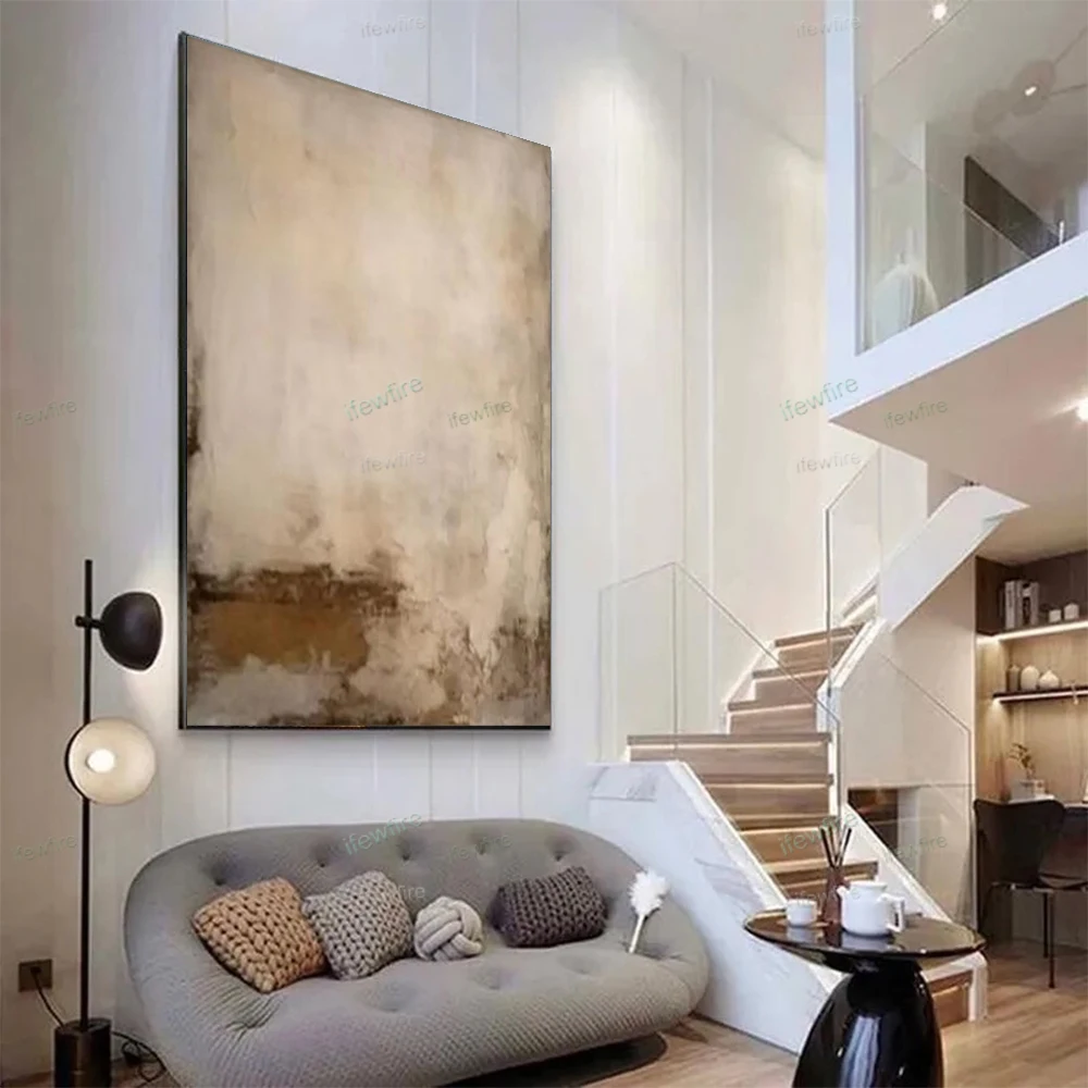 

100% Hand-painted oil painting abstract modern canvas painting home decoration wall art white living room mural Gold Foil Mural