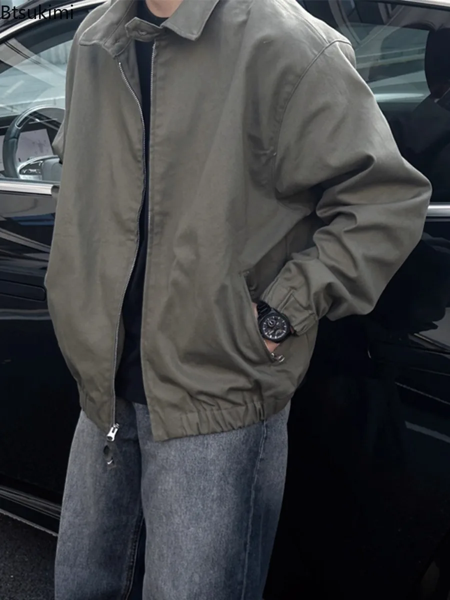 

2026 Men's Casual Outdoor Jackets Zipper Lapel Collar Coats with Pockets Spring Autumn Fashion Versatile Male Jackets Streetwear