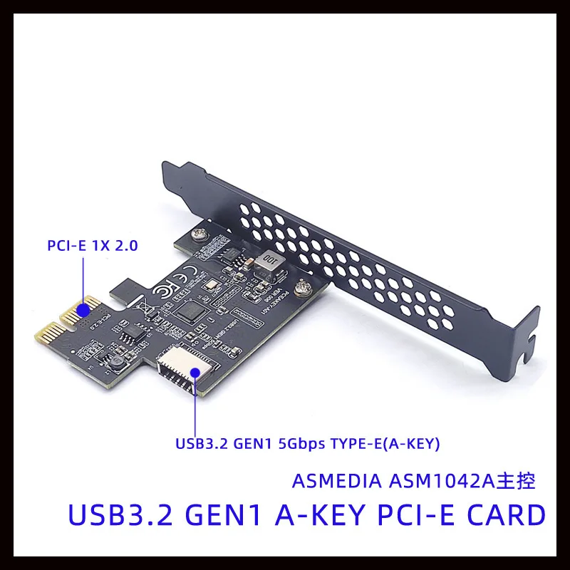 JavicTech PCI-E 1X to USB 3.2 GEN1 5Gbps Type-E A-Key Expansion Card,Front Panel Type-C Interface for Desktop PC