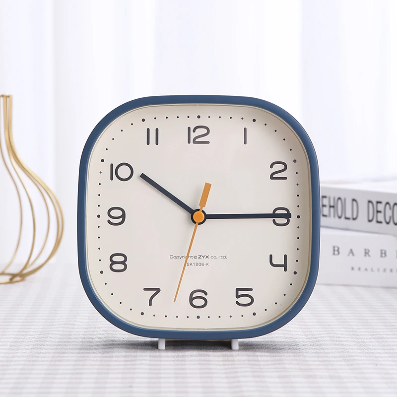 

Nordic Style 6inch Small PVC Glass Table Clock Kids Bedroom Simple Modern Sleep Silence Running Hangable Children's Study Clocks