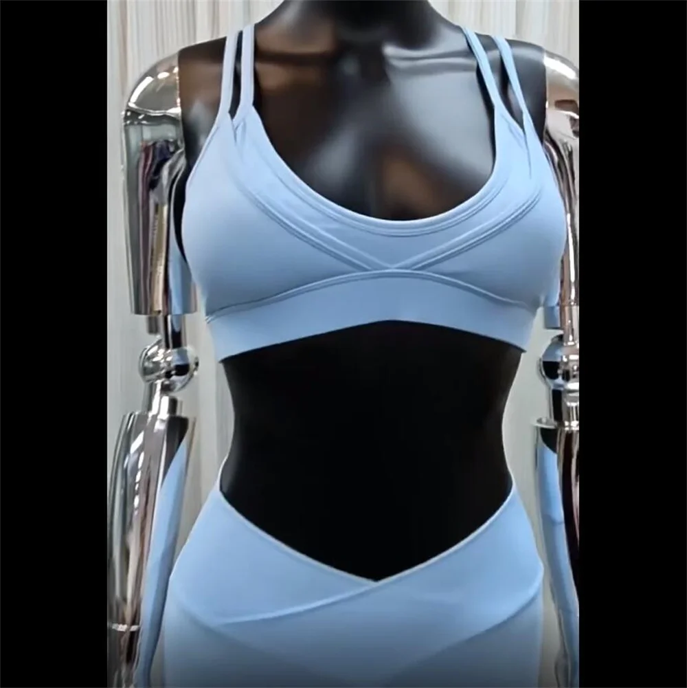 2PCS Women Adjustable Sports Bra Yoga Set Fitness Outfits Pant Sportswear Workout V Waist Flare Leggings Gym Active Wear XP60