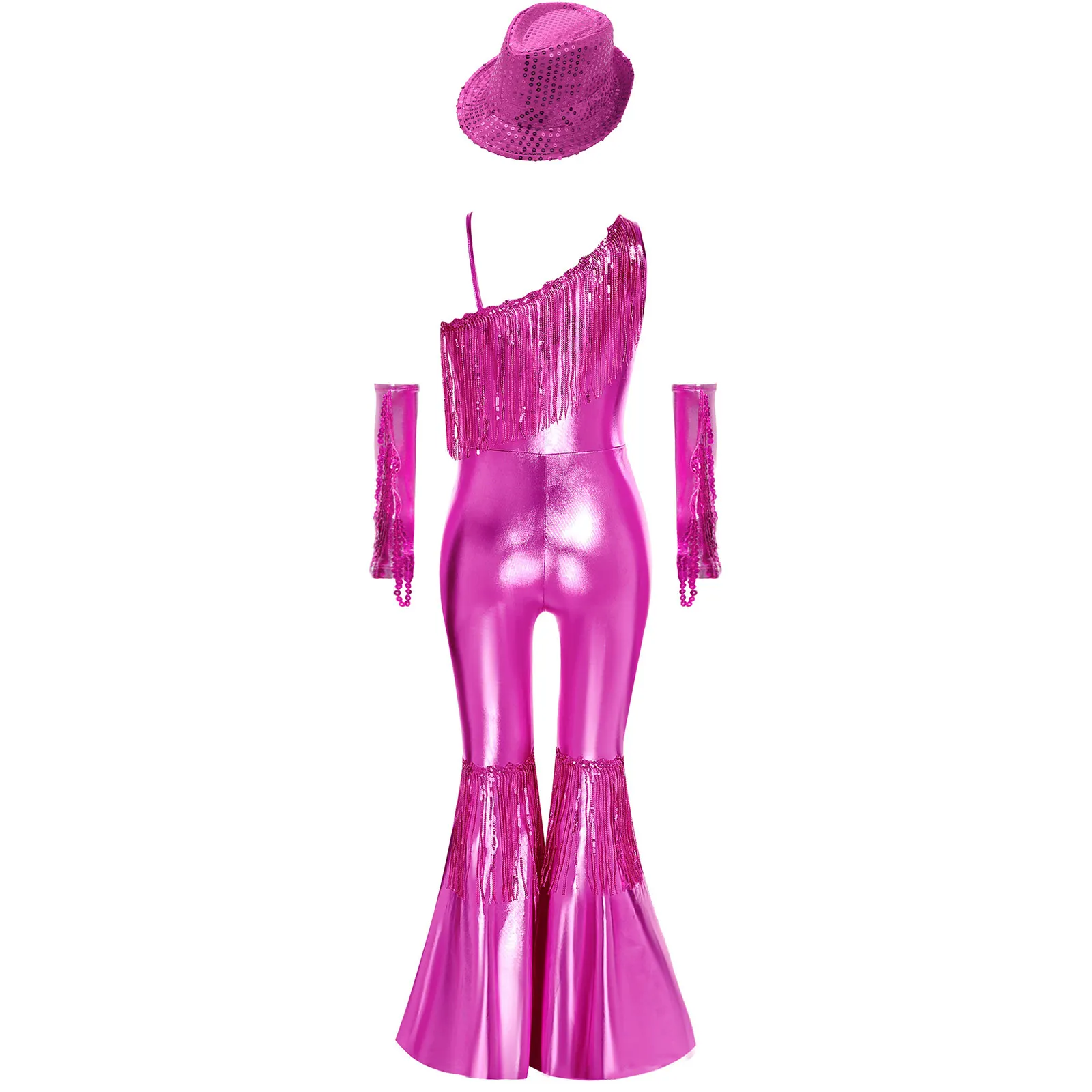 الأطفال الفتيات هالوين كرنفال لامع الجاز ديسكو الرقص الهبي راعية البقر زي الترتر شرابات مضيئة بذلة مع قفازات