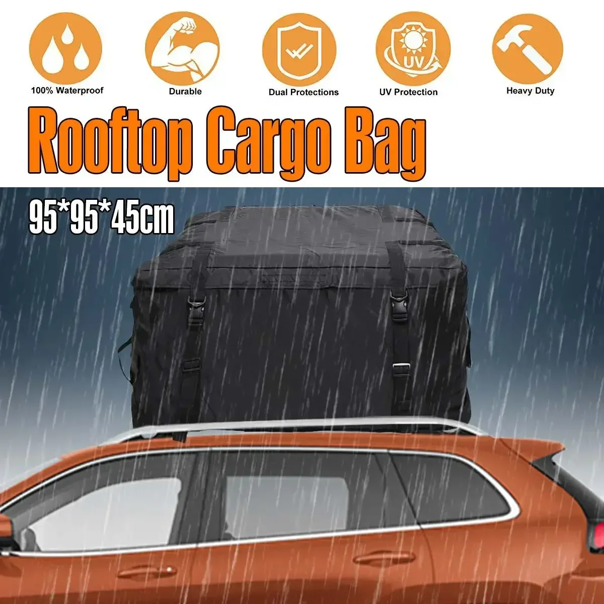 95x95x45cm Waterproof 400D Car Roof Top Bag Roof Top Bag Rack Cargo Carrier Luggage Travel Waterproof SUV Van for Cars Body Kit