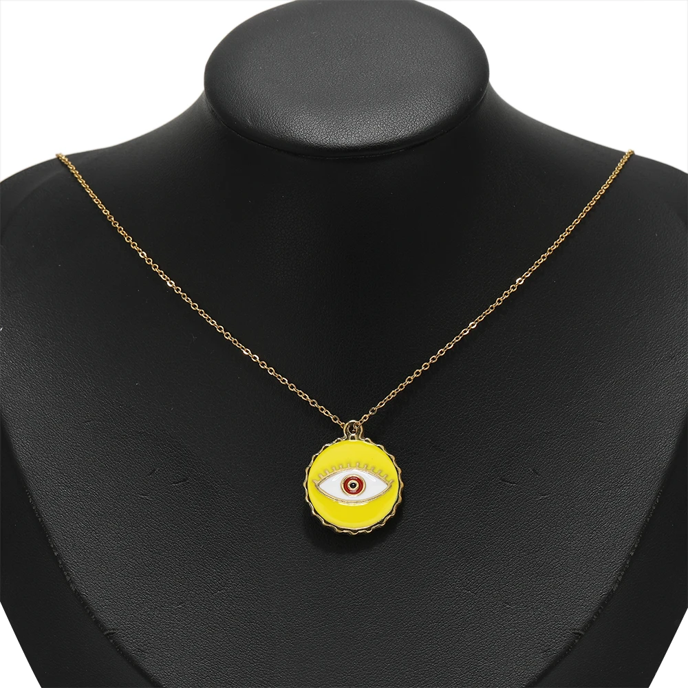 4Pcs Stainless Steel Round Enamel Blue Eye Charms for Jewelry Making Handmade Pendant DIY Necklace Earrings Wholesale