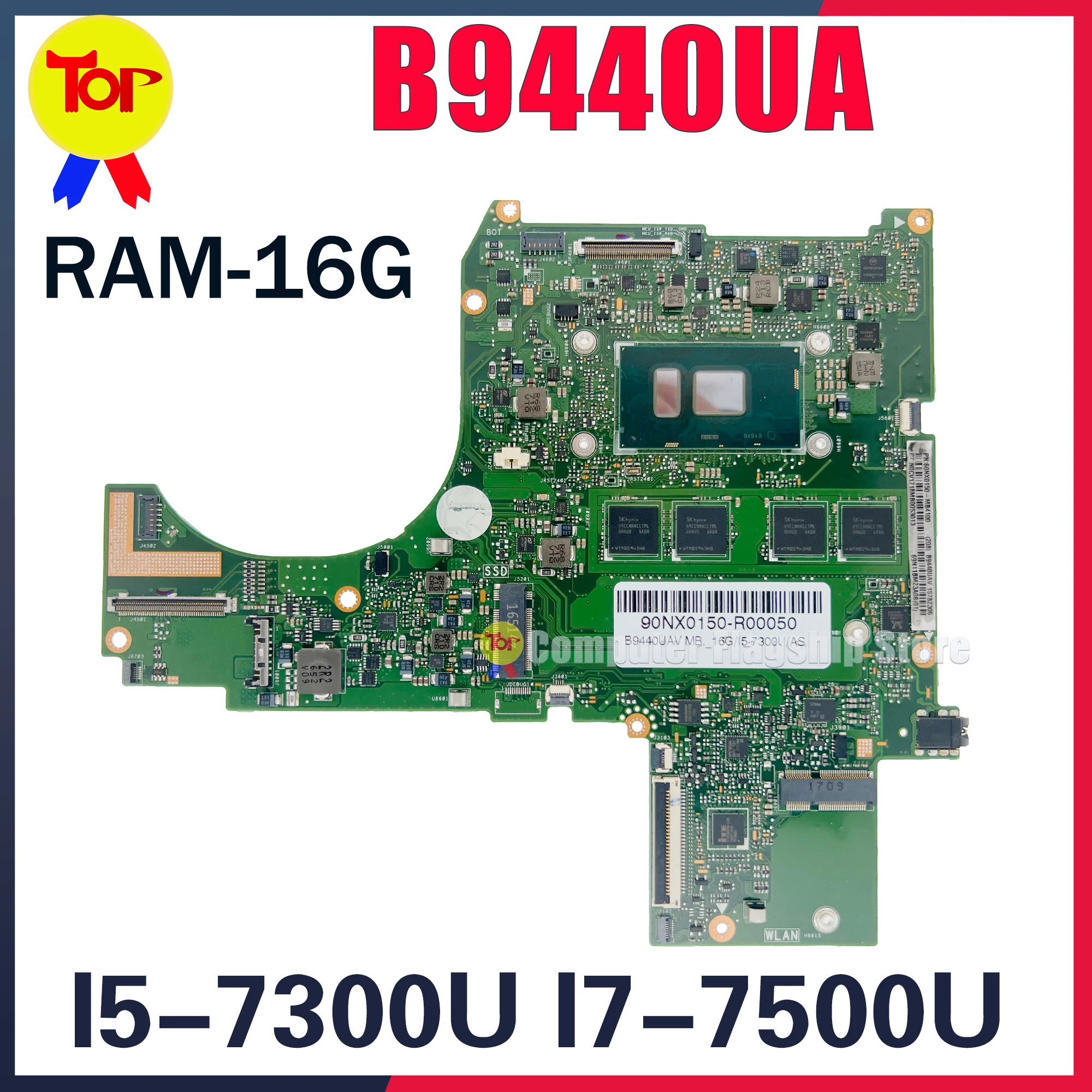 KEFU B9440 Laptop Motherboard Für ASUS PRO B9440UA B9440U B9440UAV I7-7500U I5-7300U 8G oder 16G RAM Mainboard 100% arbeits