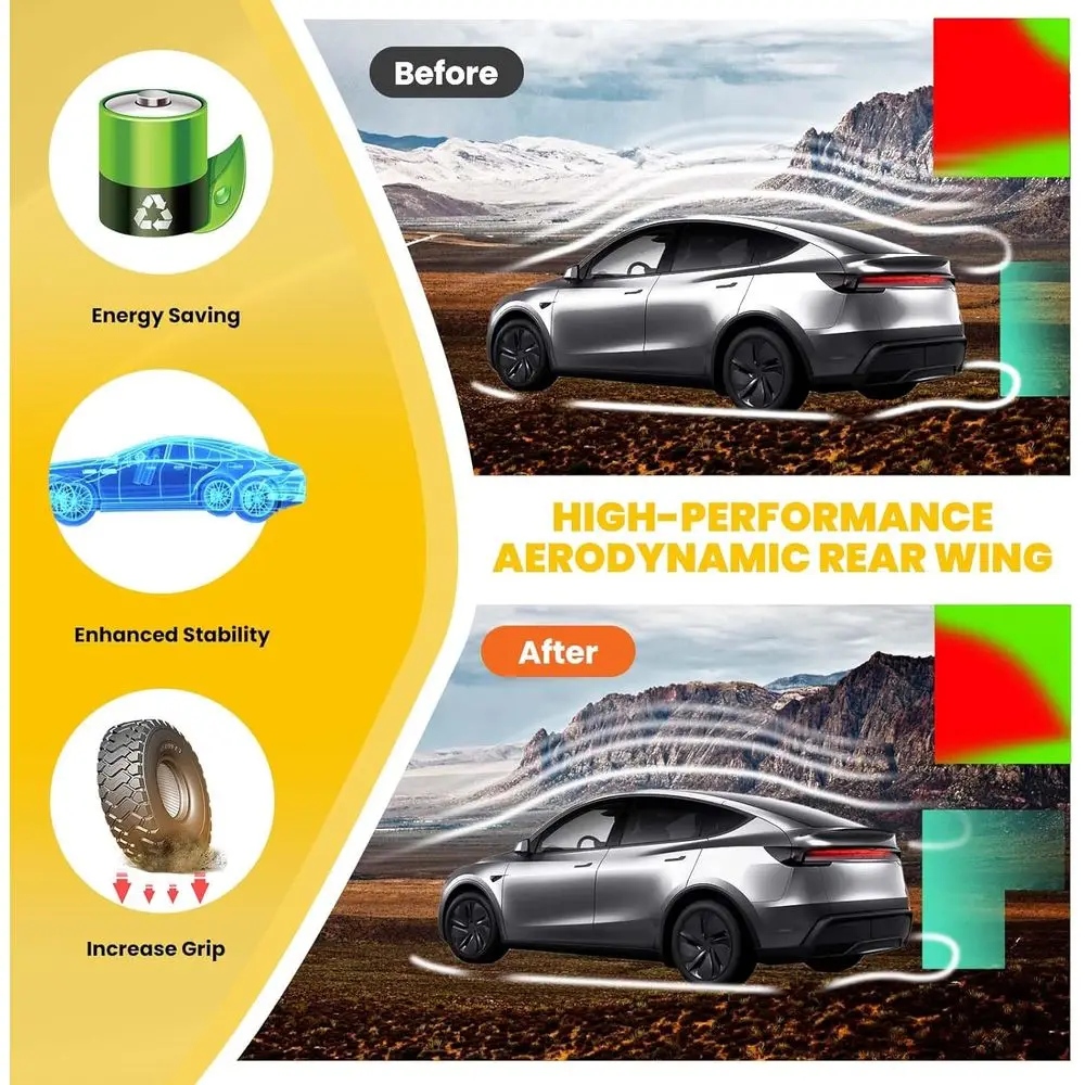 2025 2026 Tesla Model Y Juniper Rear Spoiler Wing, Rear Trunk Lip Spoiler Sporty Appearance (Matte Black)