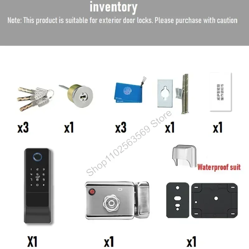 Tuya/TTlock Smart Door Lock Outdoor Waterproof Gate Lock Fingerprint Password APP IC Card NFC Remote Unlock Electronic Door Lock