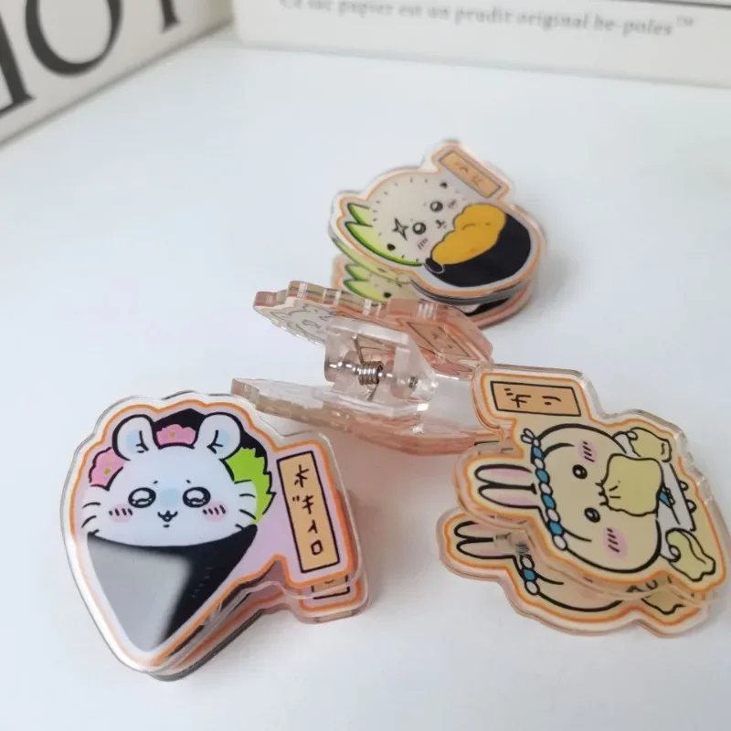 Cartoon Anime Chiikawa Food Series PP Clip Cute Hachiware Sushi Acrylic Transparent Snack Clip Student Study Stationery Supplies