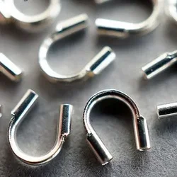 Solid 925 Sterling Silver Wire Protector Guard Cord Guardian Findings ,1 pair