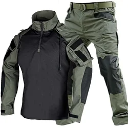 Outdoor Uniform Tactical Suits Wear Resistant T-Shirt Hood Pants Men Clothes Combat Shirts Airsoft Paintball Hunting Clothing