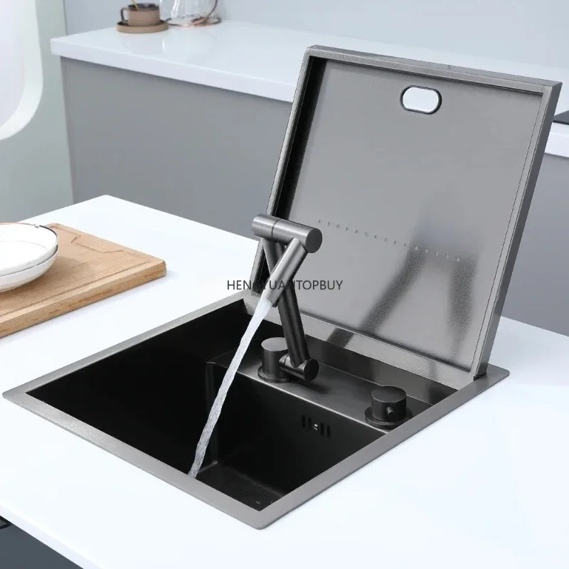 400x450mm High Quality Custom Made Stainless Steel Sink Installed Hidden Bar Sink With Hidden Faucet