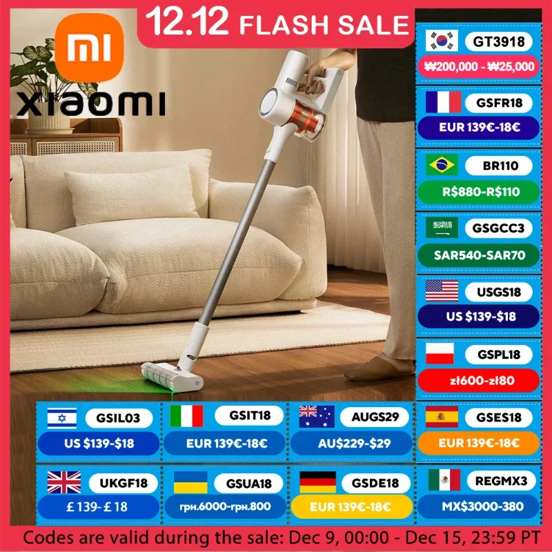 XIAOMI MIJIA Wireless Vacuum Cleaners 2 Dust Display Edition,24kPa Suction,Maximum battery life 60 min,Cordless handheld Vacuum