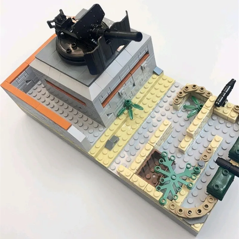 World War 2 WW2 Army Military Soldiers Rotating fort trenches Weapons Cannon Base Model Building Blocks Bricks Children's Toys