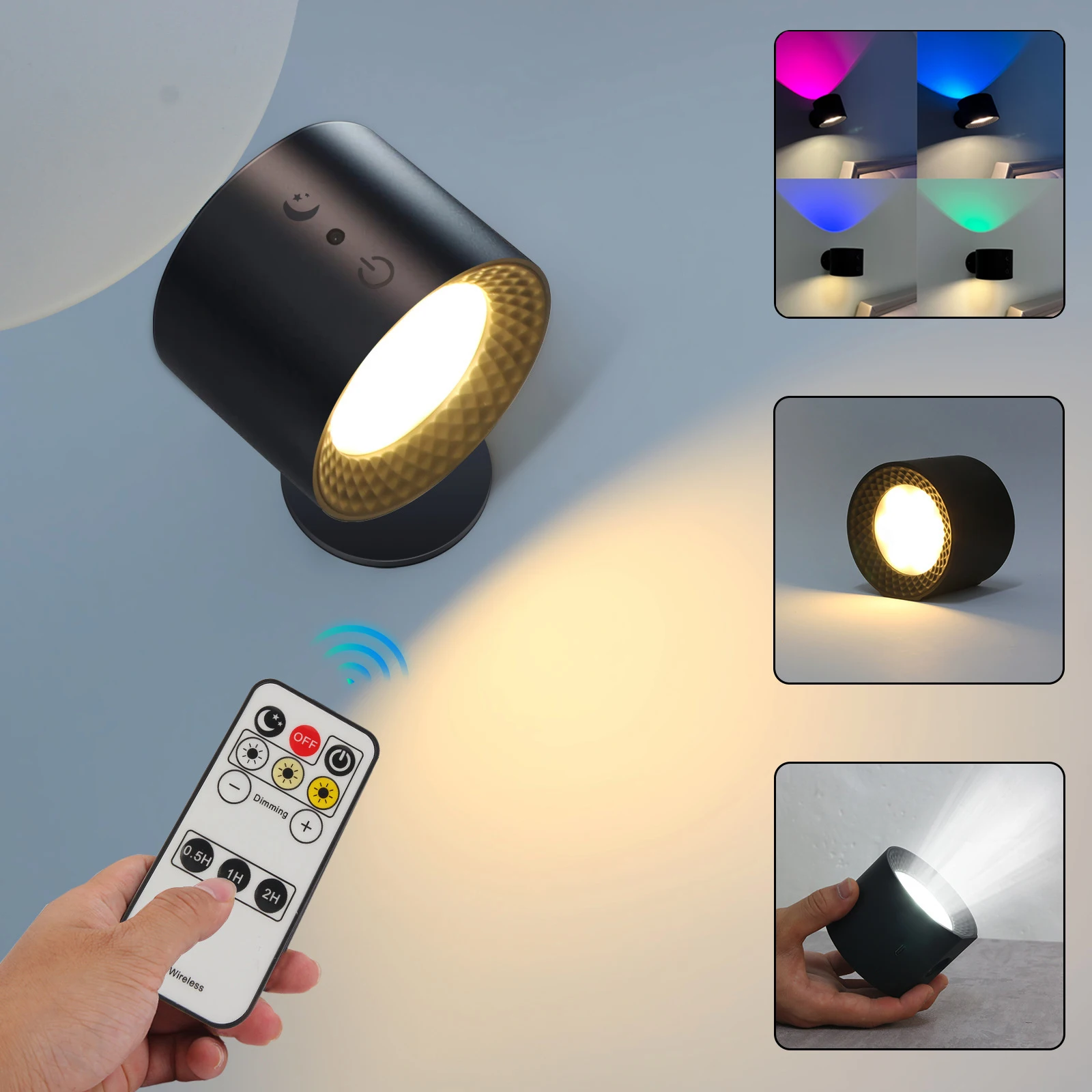 

Магнитный светодиодный настенный светильник RGB с двойной головкой и дистанционным управлением, беспроводной настенный светильник, декор для коридора